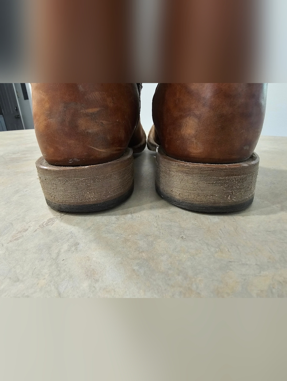 Mens 12 D Justin BENT RAIL Brown Leather Square Western Cowboy Boots, WORN TWICE - Picture 8 of 12